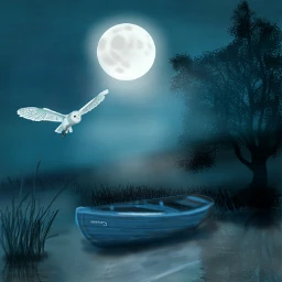 dcboat drawing night moon boat