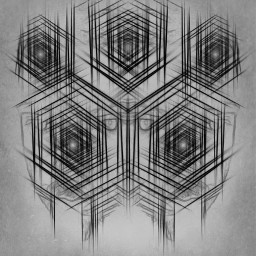 mirroreffect lines abstract hexagon blackandwhite